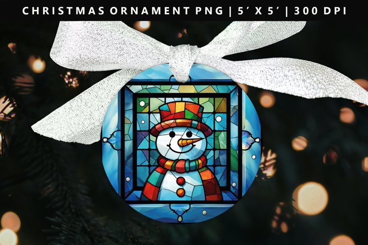Snowman Round Christmas Ornament Sublimation PNG