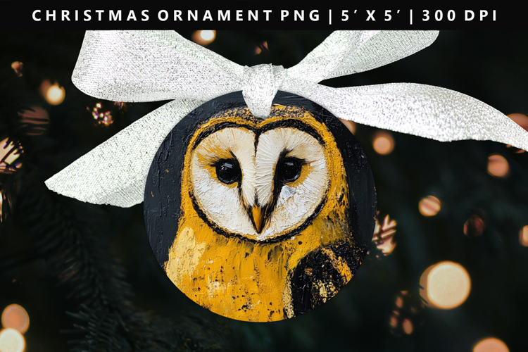 Owl Round Christmas Ornament Sublimation PNG