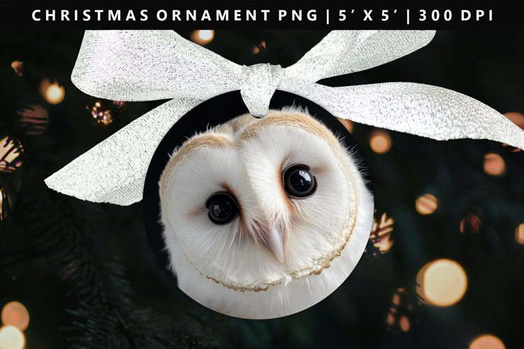 Owl Round Christmas Ornament Sublimation PNG