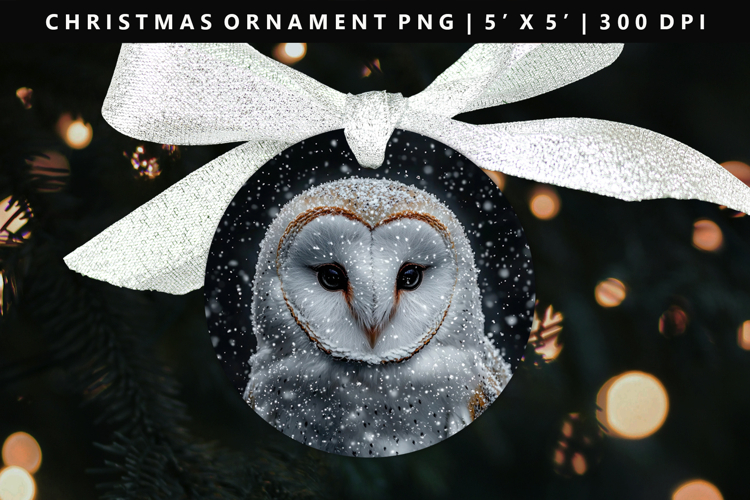 Owl Round Christmas Ornament Sublimation PNG