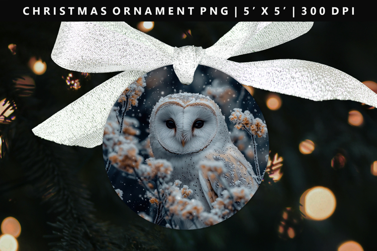 Owl Round Christmas Ornament Sublimation PNG