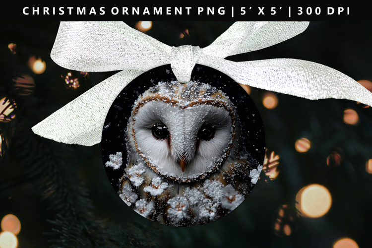 Owl Round Christmas Ornament Sublimation PNG