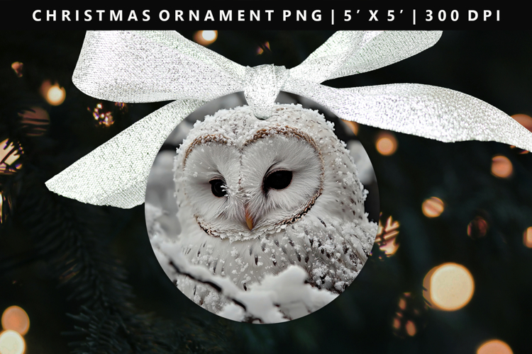Owl Round Christmas Ornament Sublimation PNG