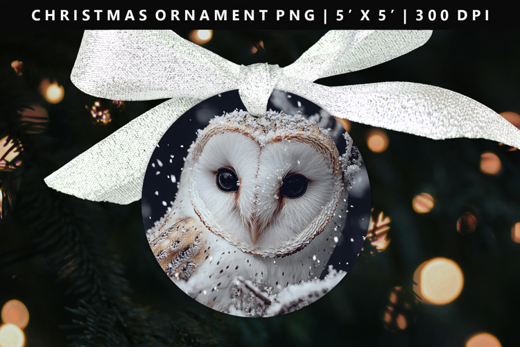 Owl Round Christmas Ornament Sublimation PNG
