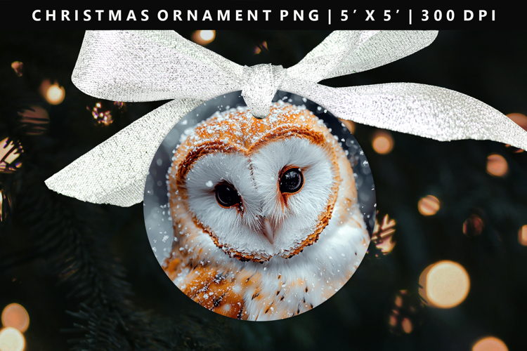 Owl Round Christmas Ornament Sublimation PNG