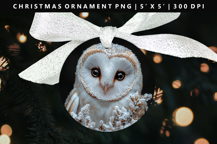 Owl Round Christmas Ornament Sublimation PNG