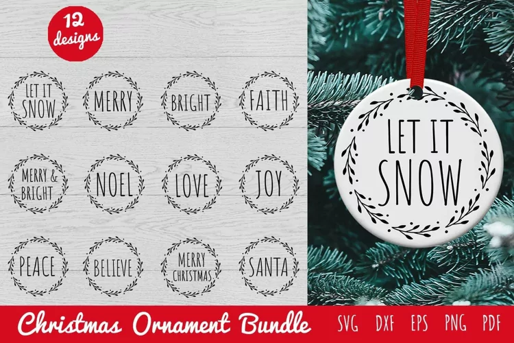 Christmas Ornament SVG Bundle | Round Christmas Designs