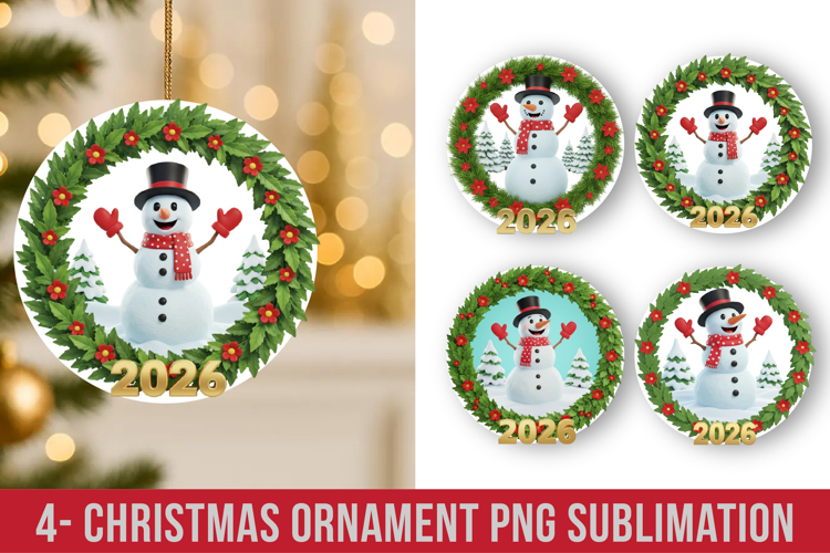 3D Christmas Ornament Sublimation Design, Round Ornament Png