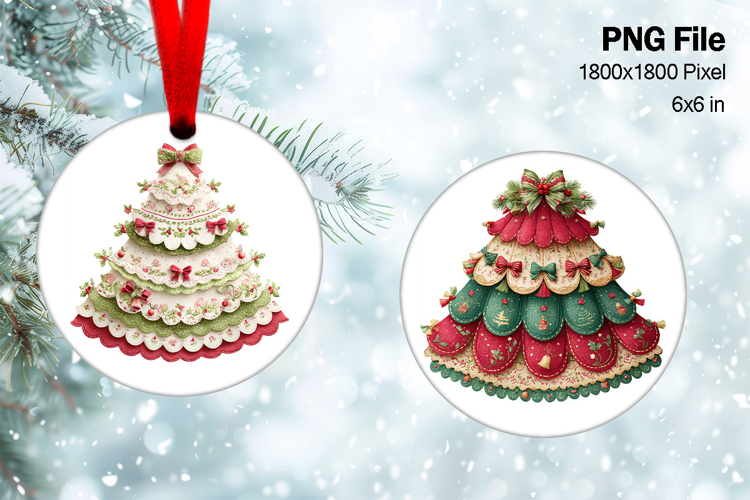 Christmas Tree Ornament Round Circle Decorate Sublimation_13