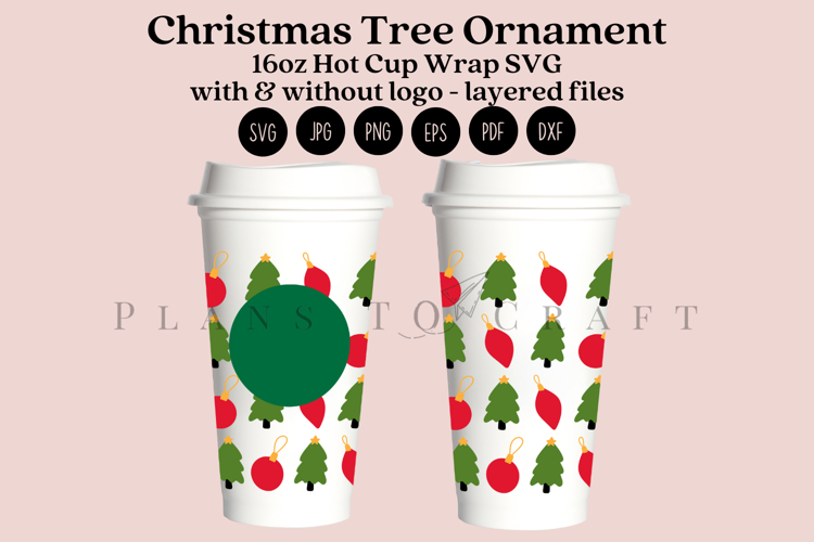 Christmas Ornament 16oz Hot Cup Tumbler Wrap SVG