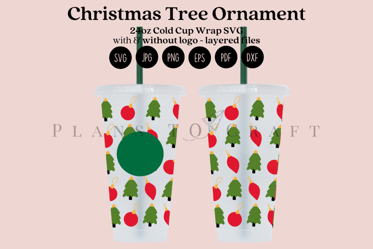 Christmas Ornament 24oz Cold Cup Tumbler Wrap SVG