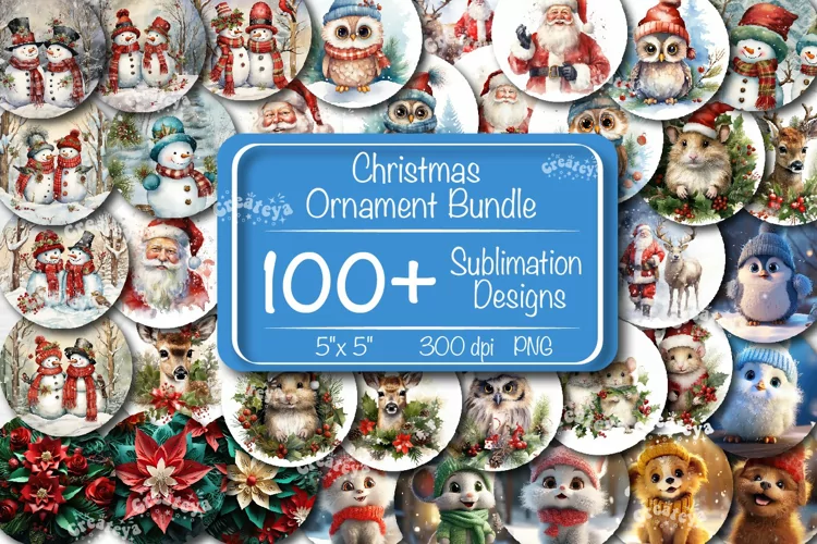 Christmas ornament Sublimation Bundle Watercolor 3D