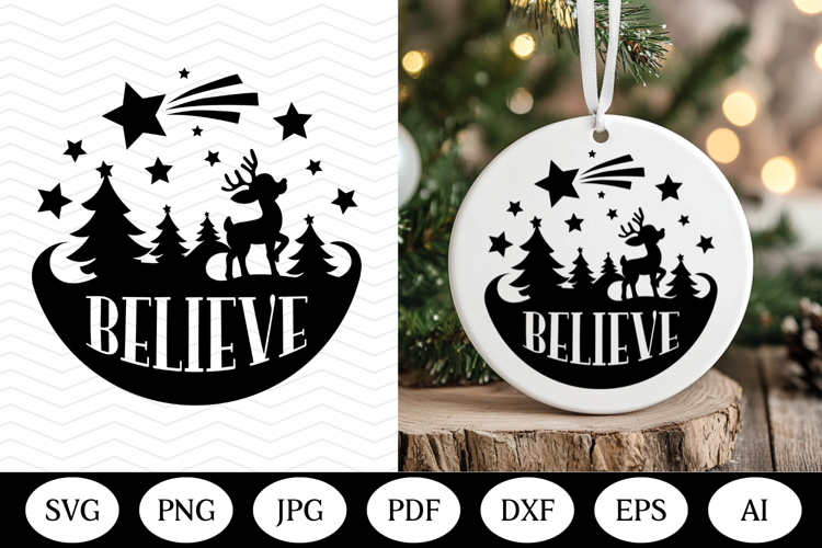 Christmas Ornament SVG Design, christmas round illustration