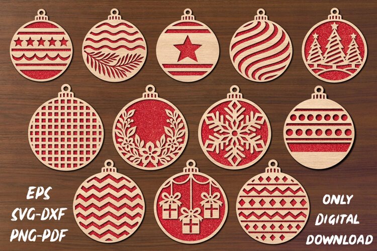 Christmas Ornament SVG Laser Cut Crafters Decoration example image 1