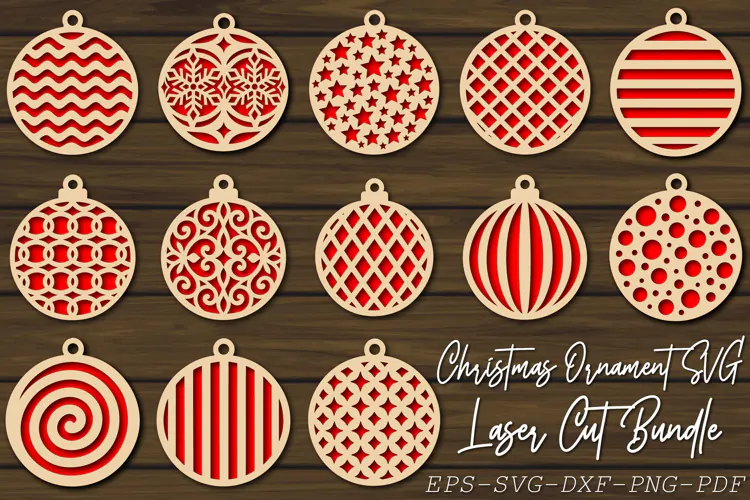 Christmas Ornament SVG Laser Cut, Holiday Decor Design