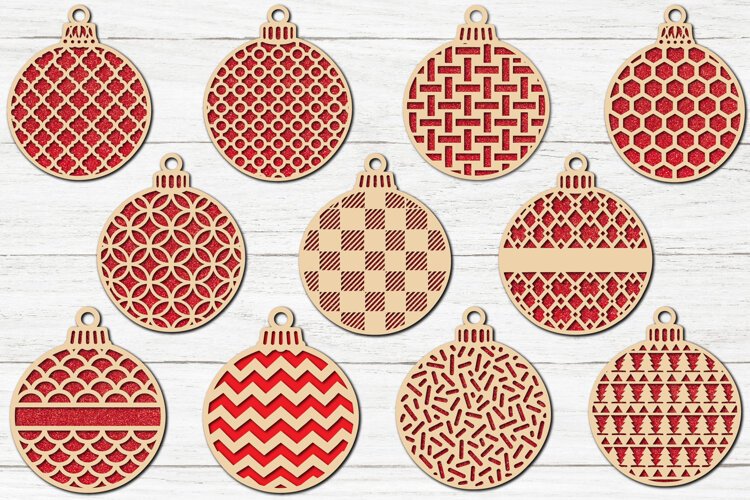 Christmas Bauble SVG Laser Cut Design, Holiday Ornament example image 1