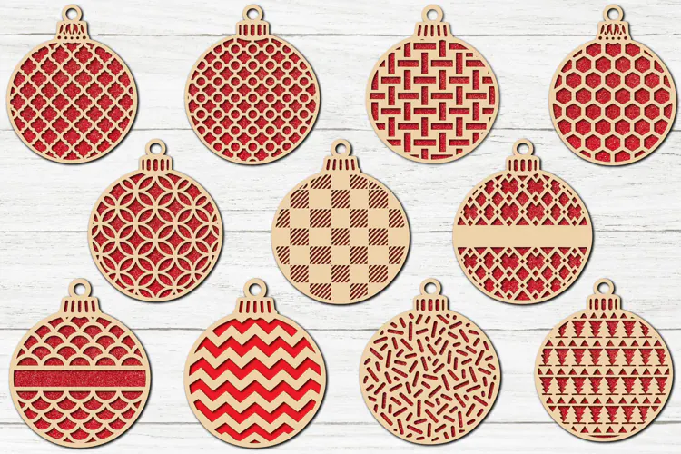 Christmas Bauble SVG Laser Cut Design, Holiday Ornament