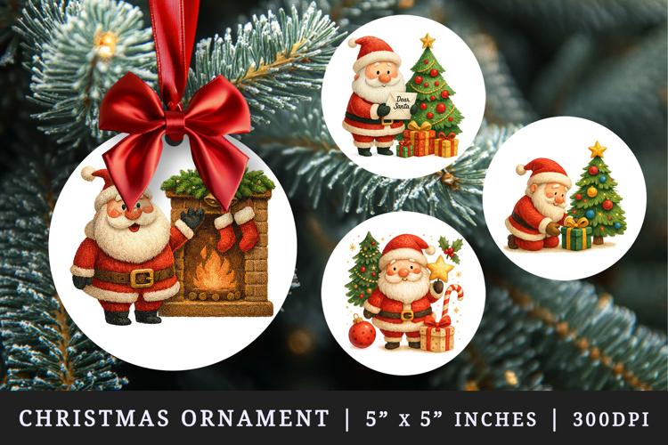 Christmas round ornaments sublimation design