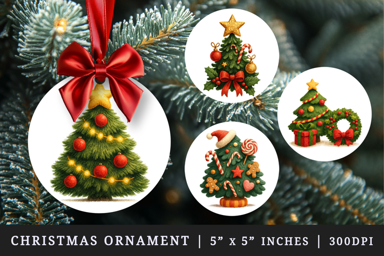 Christmas round ornaments sublimation design