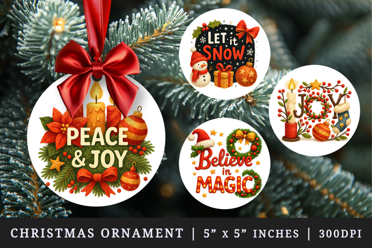 Christmas round ornaments sublimation design