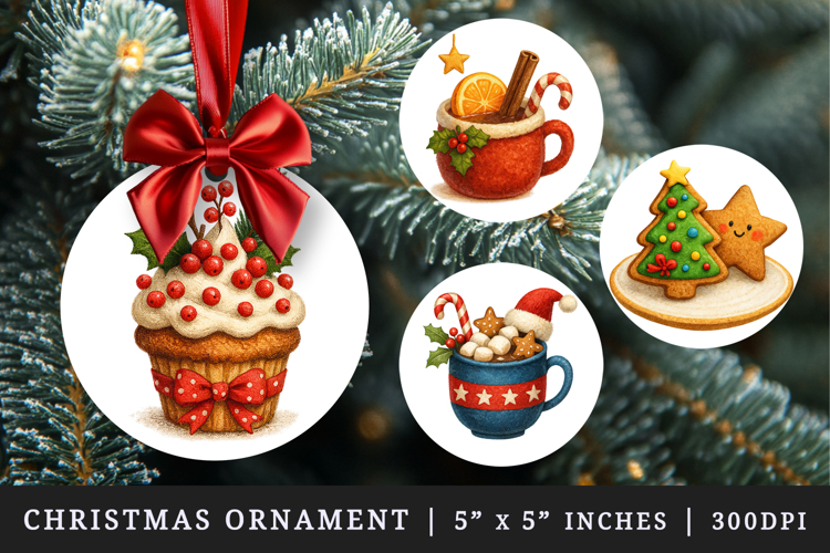 Christmas round ornaments sublimation design