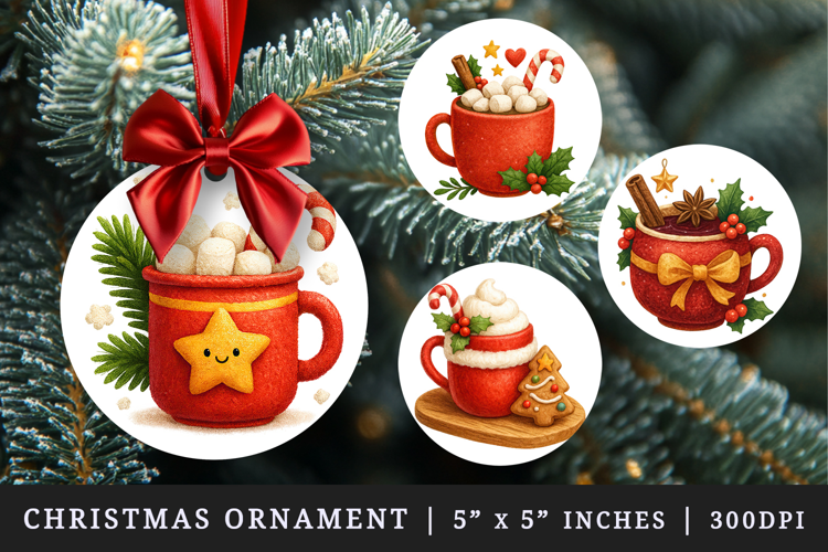Christmas round ornaments sublimation design