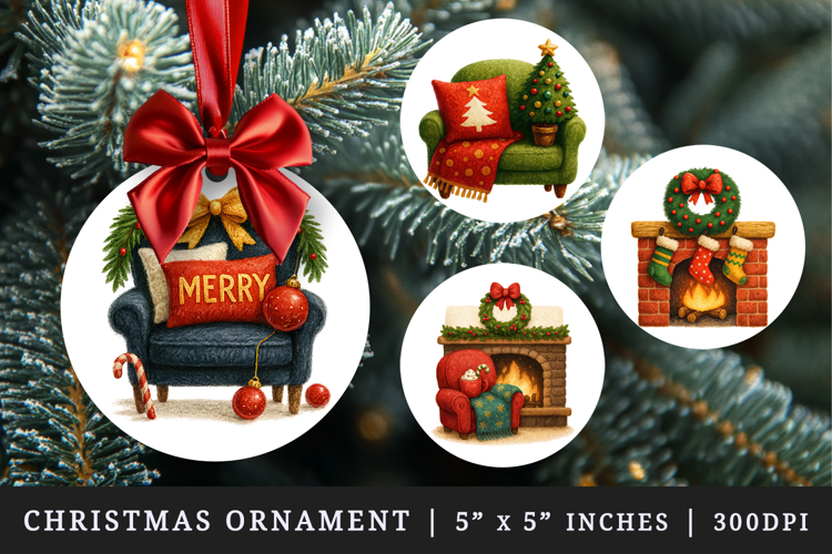 Christmas round ornaments sublimation design