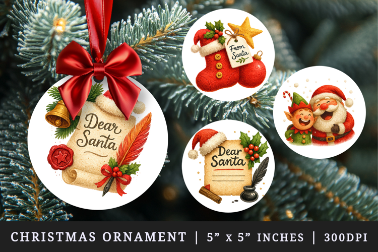 Christmas round ornaments sublimation design