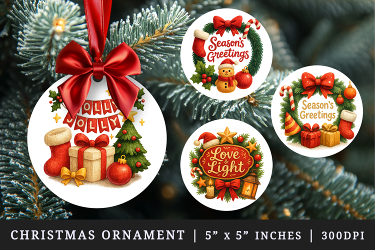 Christmas round ornaments sublimation design