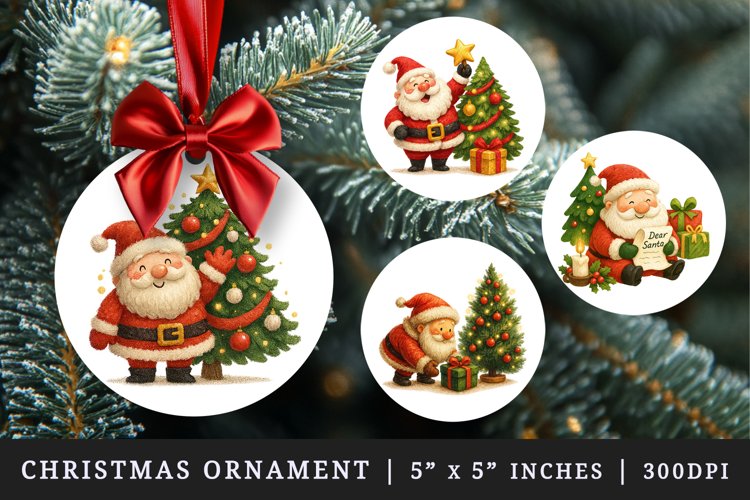 Christmas round ornaments sublimation design