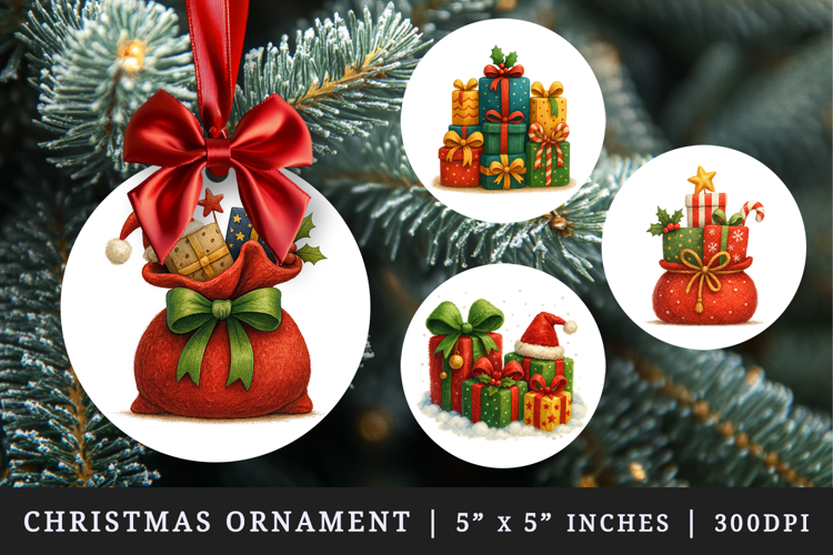 Christmas round ornaments sublimation design