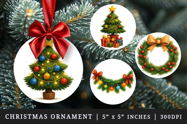 Christmas round ornaments sublimation design