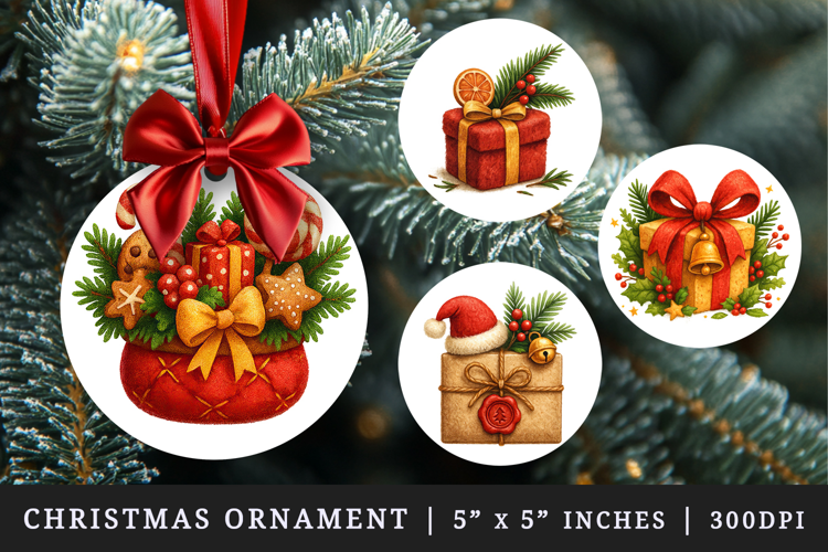 Christmas round ornaments sublimation design