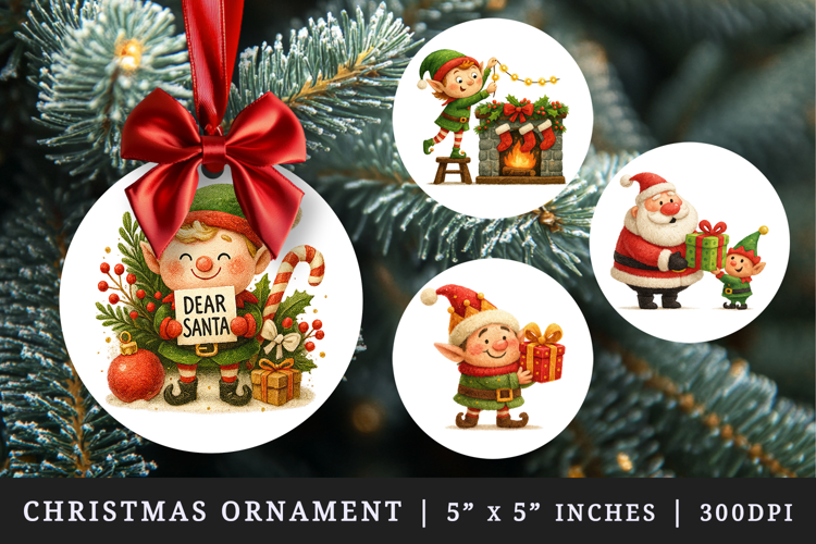 Christmas round ornaments sublimation design