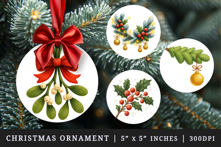 Christmas round ornaments sublimation design
