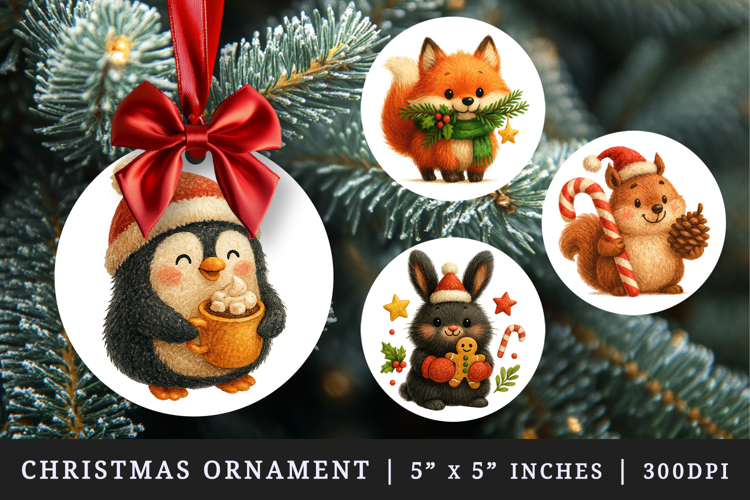 Christmas round ornaments sublimation design