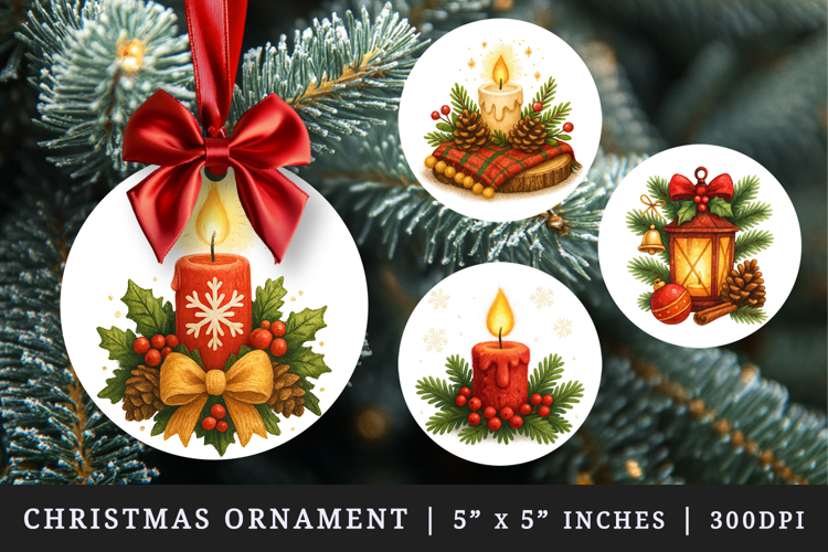 Christmas round ornaments sublimation design