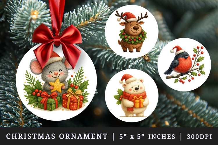 Christmas round ornaments sublimation design