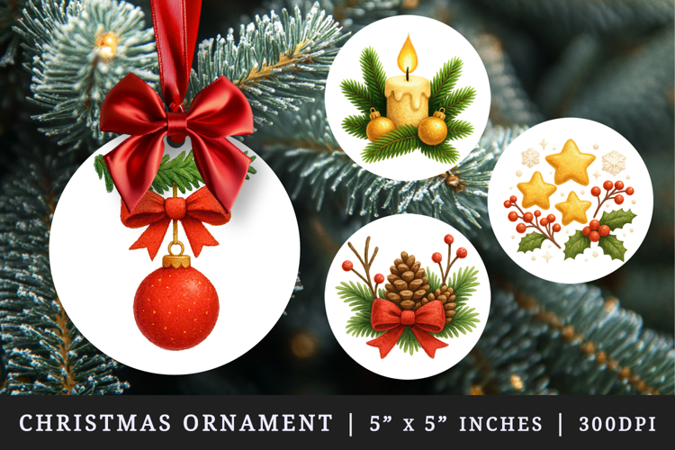 Christmas round ornaments sublimation design