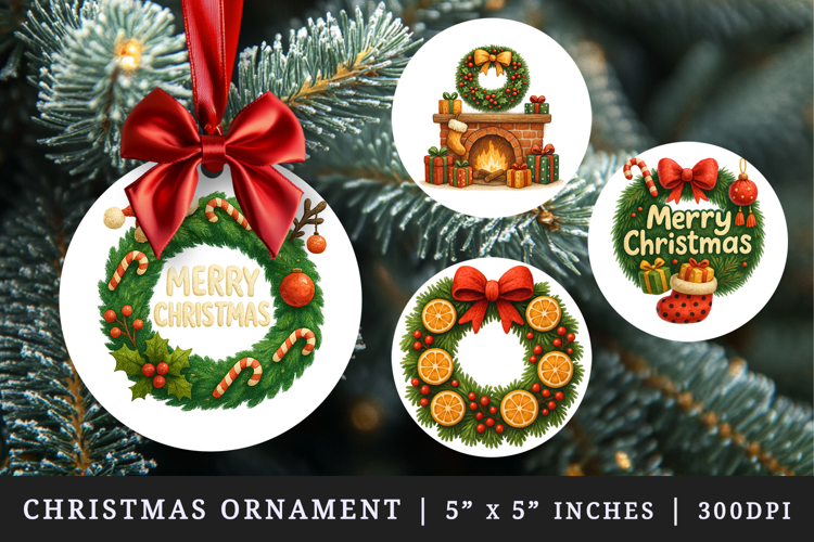 Christmas round ornaments sublimation design
