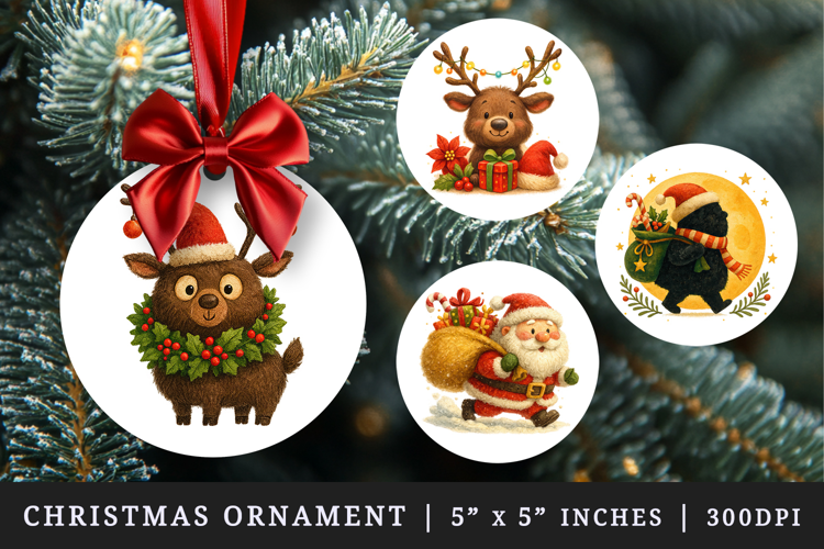 Christmas round ornaments sublimation design