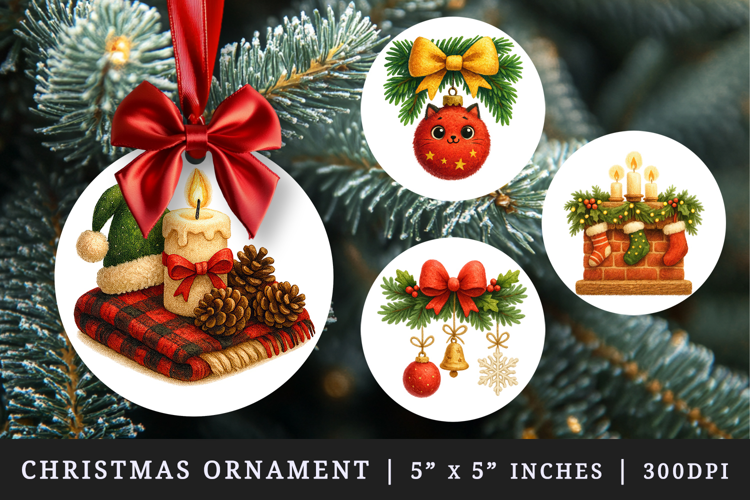 Christmas round ornaments sublimation design
