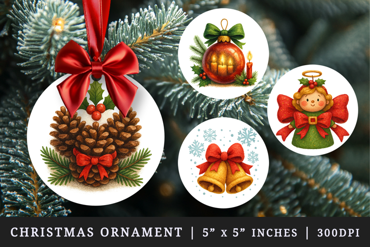 Christmas round ornaments sublimation design