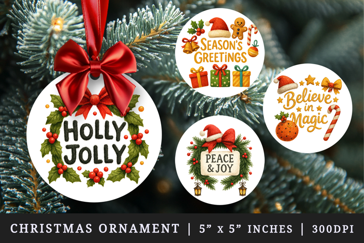 Christmas round ornaments sublimation design
