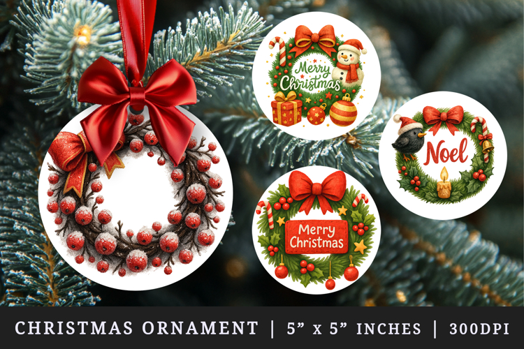 Christmas round ornaments sublimation design