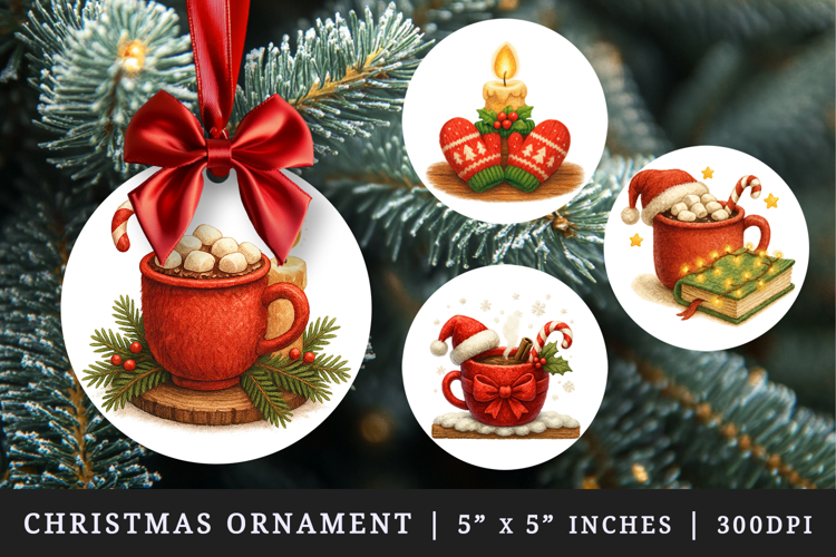 Christmas round ornaments sublimation design