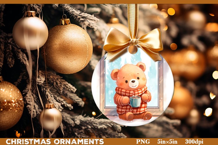 Christmas Ornaments with Cute Bear. Christmas Sublimation 3