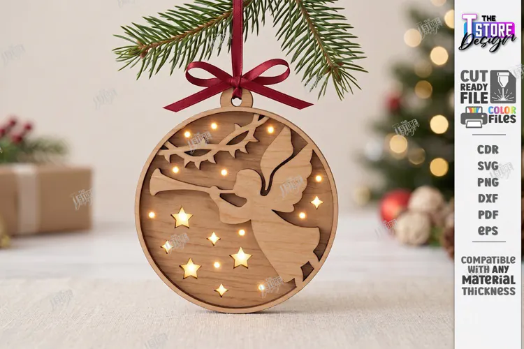 Christmas Ornament with Light Laser Cut | 3D Christmas Decor