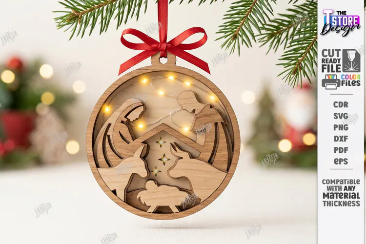 Christmas Ornament with Light Laser Cut | 3D Christmas Decor