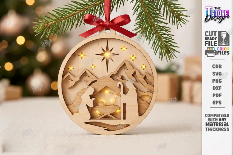 Christmas Ornament with Light Laser Cut | 3D Christmas Decor